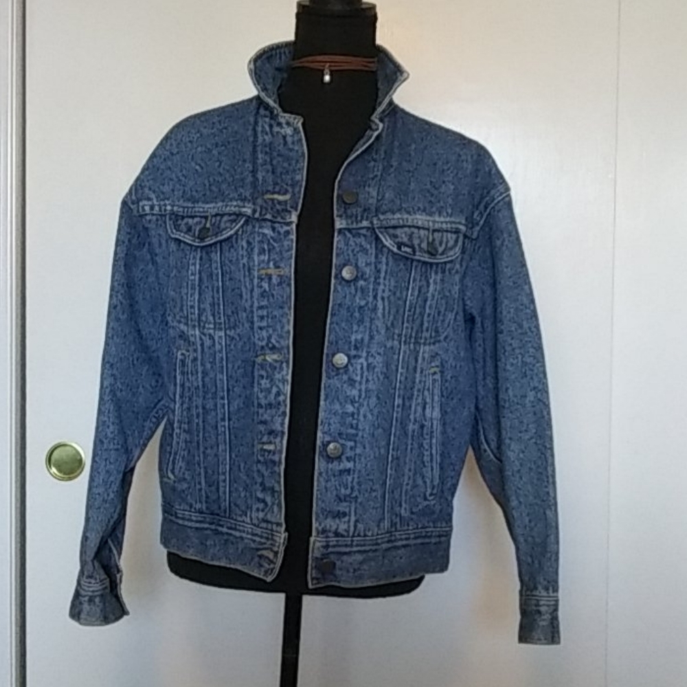 💙Vintage LEE Riders Denim Cropped Jeans Jacket Medium Wash Size Small